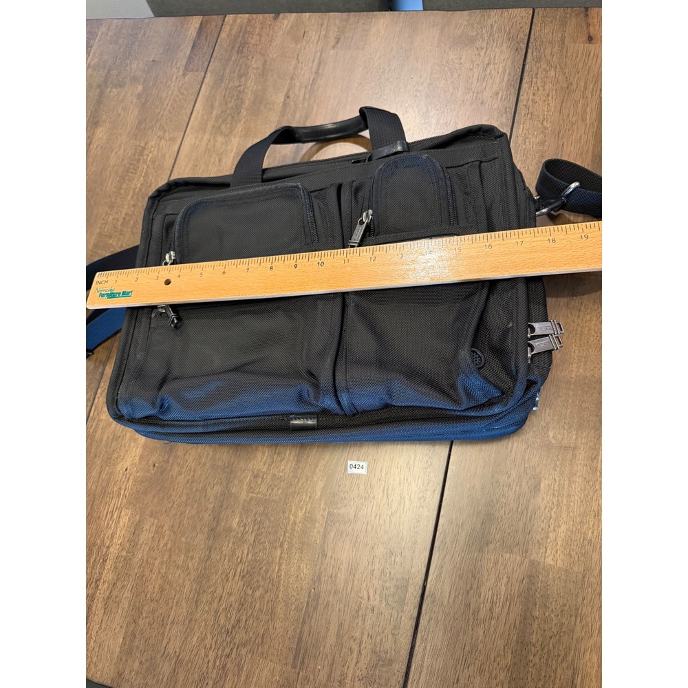 Tumi Alpha Black Ballistic Nylon Expandable Briefcase Laptop Bag Travel Office - Picture 11 of 13